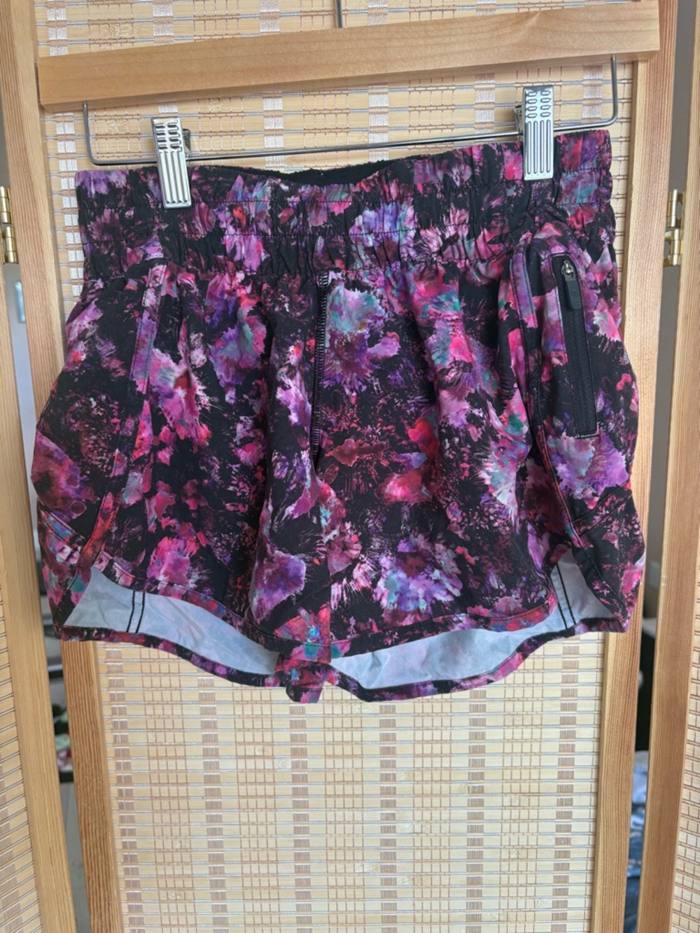 lululemon athletica Women’s Black & Purple Floral Athletic Shorts